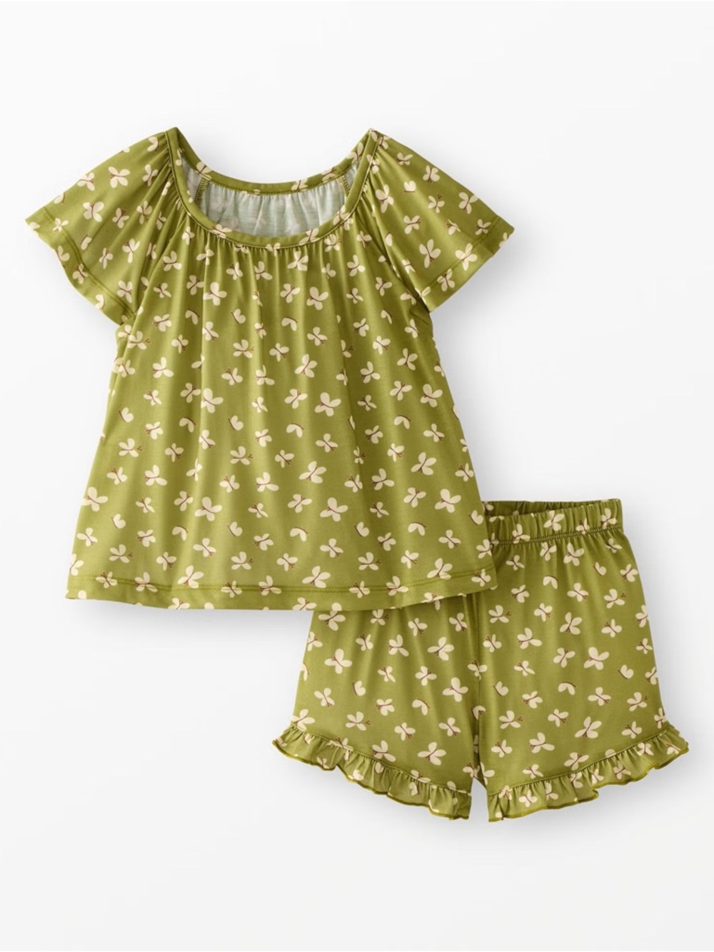 Hanna Andersson Olive Star-Print Short Pajama Set